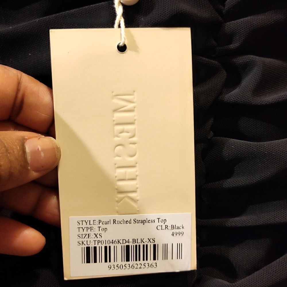 Meshki pearl ruched strapless top, black nwt🎉 will remove soon!! - Picture 4 of 5